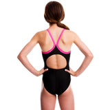 Girls Ignite Swimsuit - Black w/ Pink