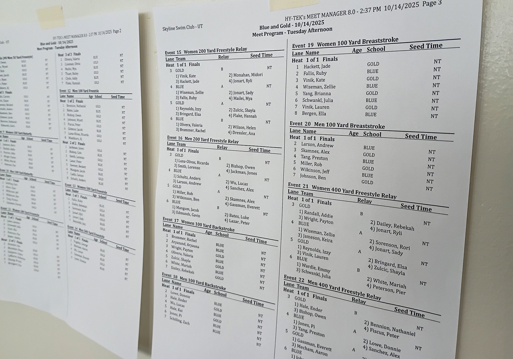 How to Read a Swim Meet Heat Sheet