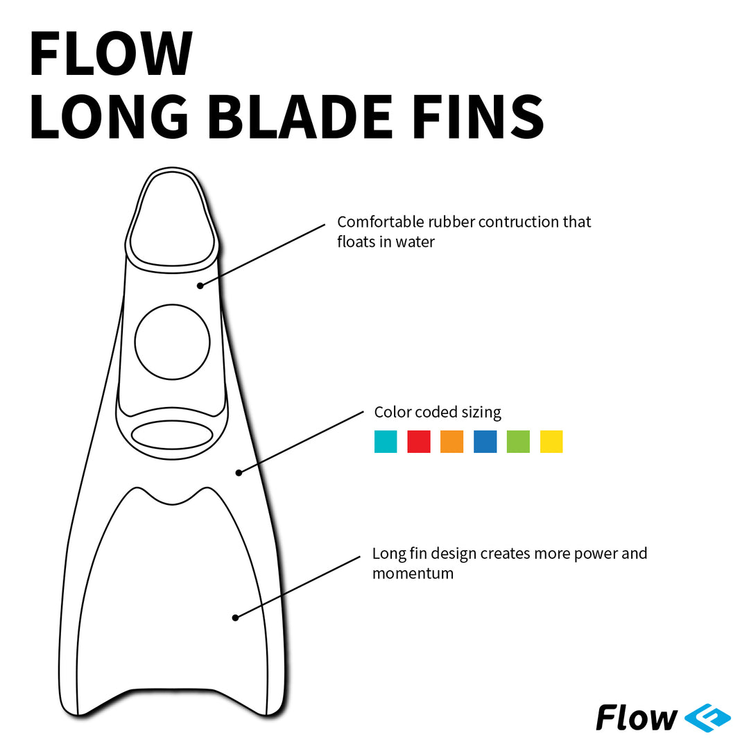 Long Blade Swim Fins - Size XXS