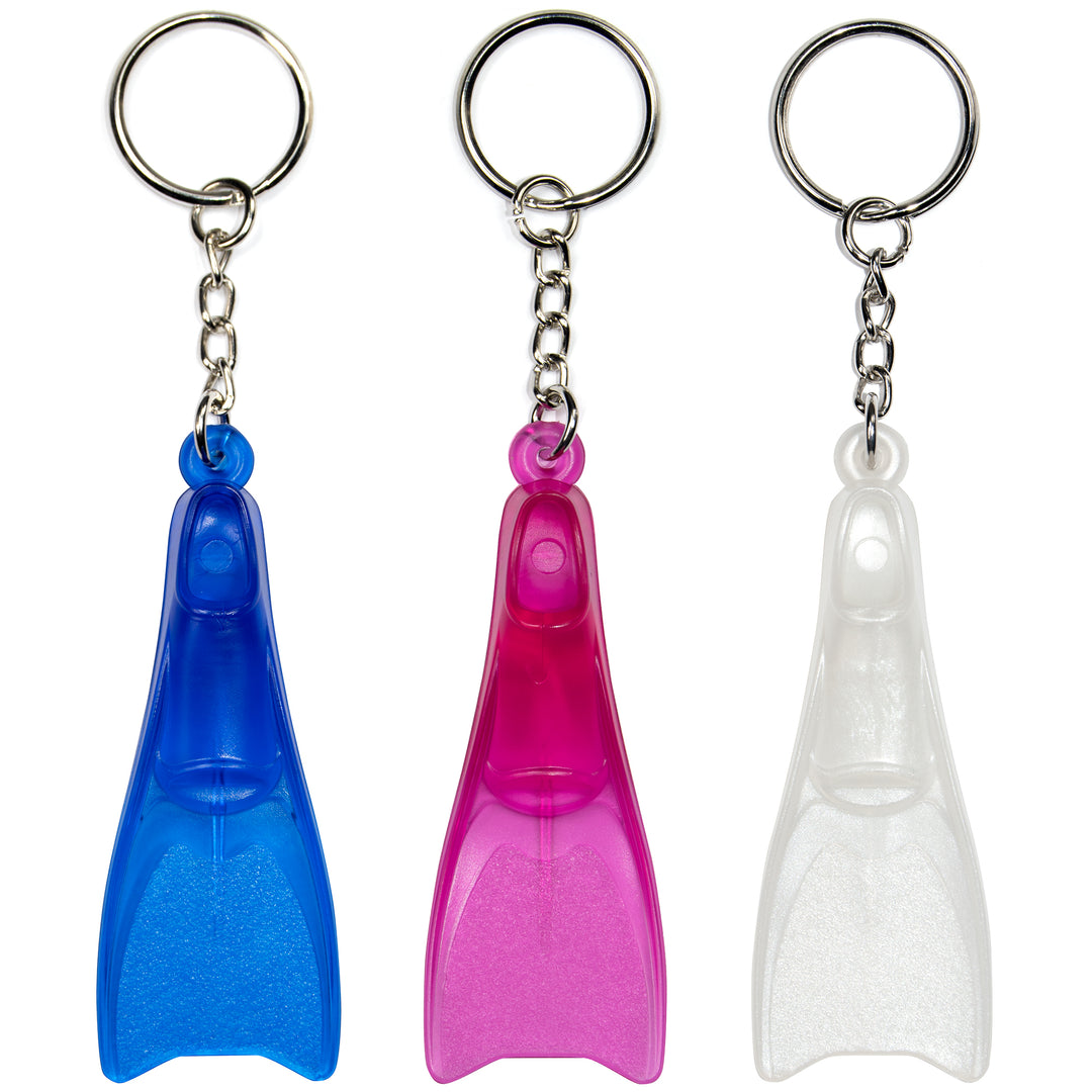 Swim Fin Keychain - Clear Blue, Pink, and White 3-Pack